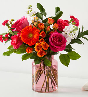 Fiesta Bouquet in Blush Vase - Deluxe